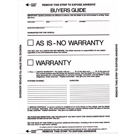 Asp PeelNSeal As Is BuyersGuide 1 Part Pressure Sensitive Label, Qty 100 Pk 8252